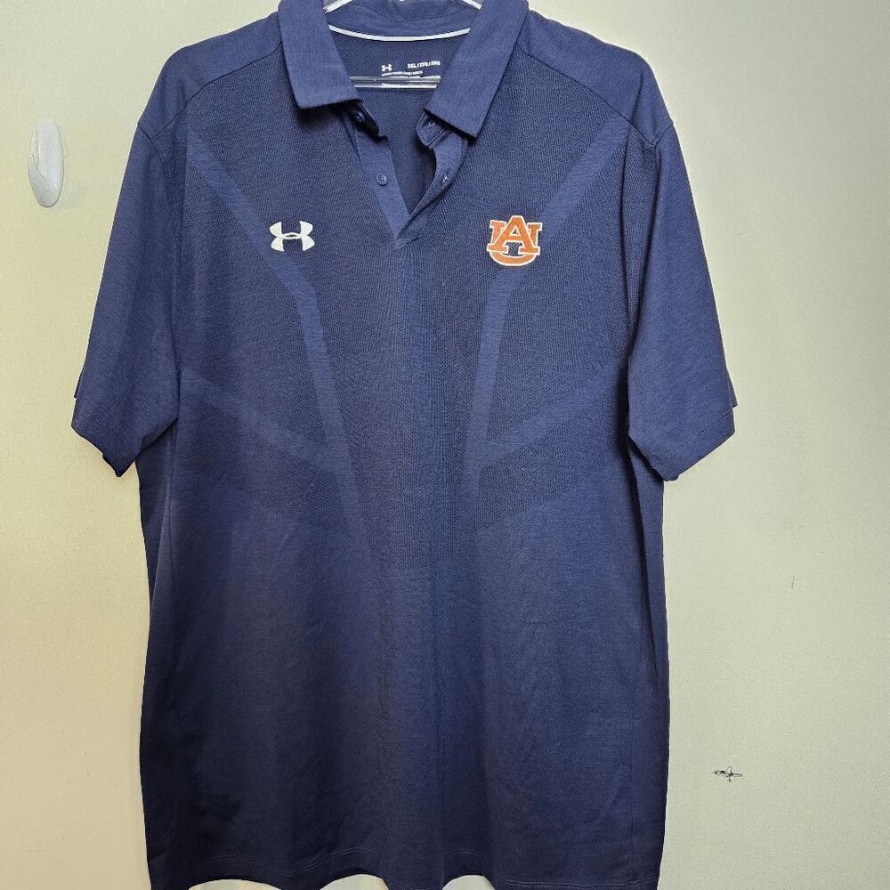 Under Armour Loose Heat Gear Auburn Tigers Polo Shirt Men's Blue Size 2XL
